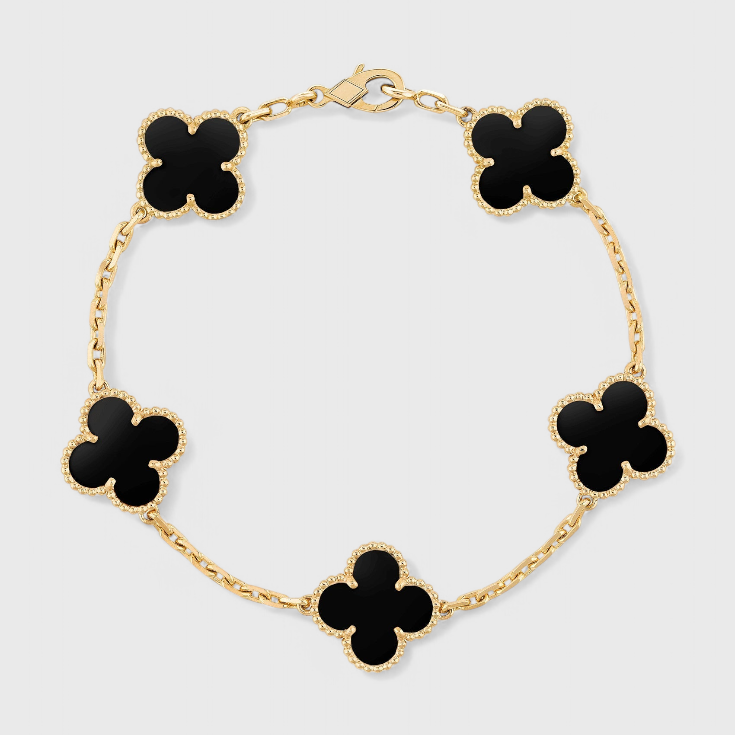 Clover Motif and Elegance Gold-Plated Bracelet