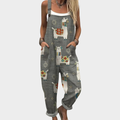 Andrea | Comfortable Gray Strap Printed Jumpsuit