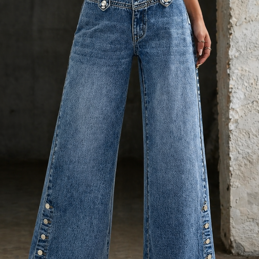 Mia | High Waist Slit Jeans