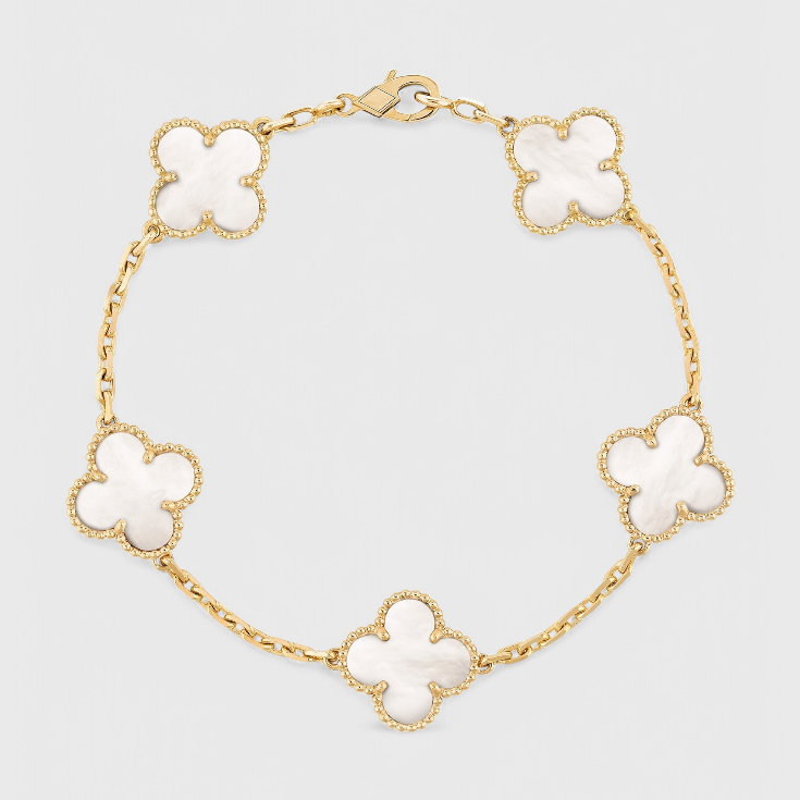 Clover Motif and Elegance Gold-Plated Bracelet