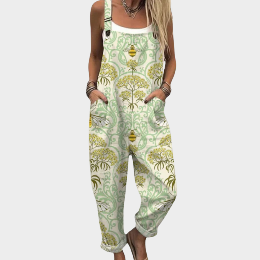 Ana | Comfortable Green Floral Print Jumpsuit