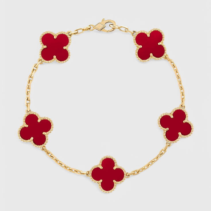 Clover Motif and Elegance Gold-Plated Bracelet