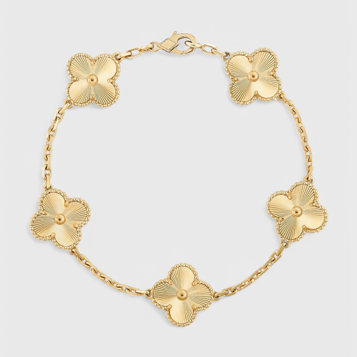 Clover Motif and Elegance Gold-Plated Bracelet