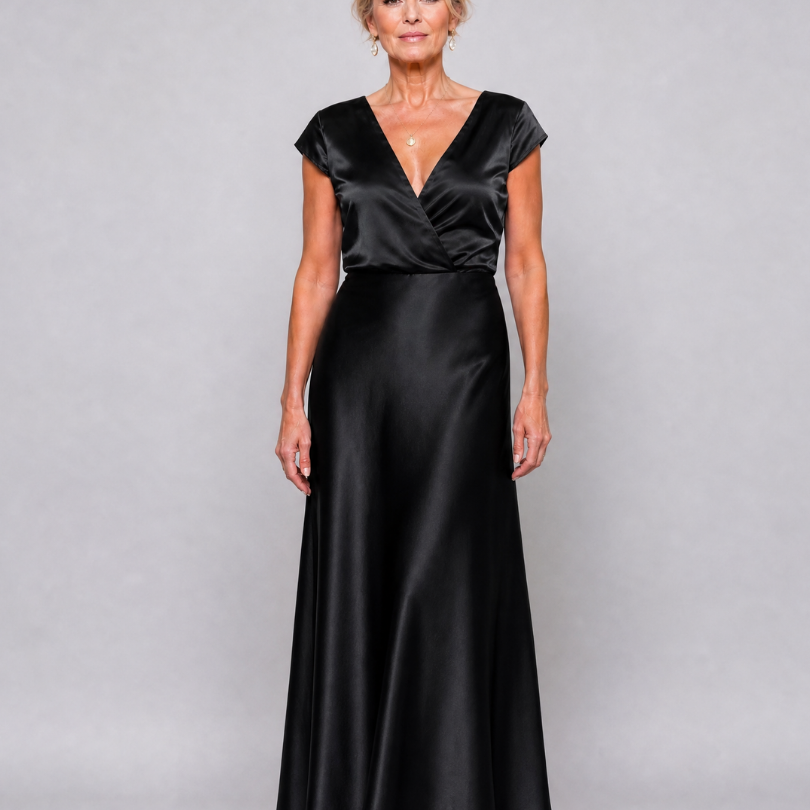 Samouse | Cap Sleeve Wrap Bodice Maxi Dress