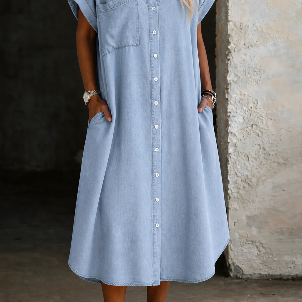 Karen | Lightweight Denim Style Shirt Dress