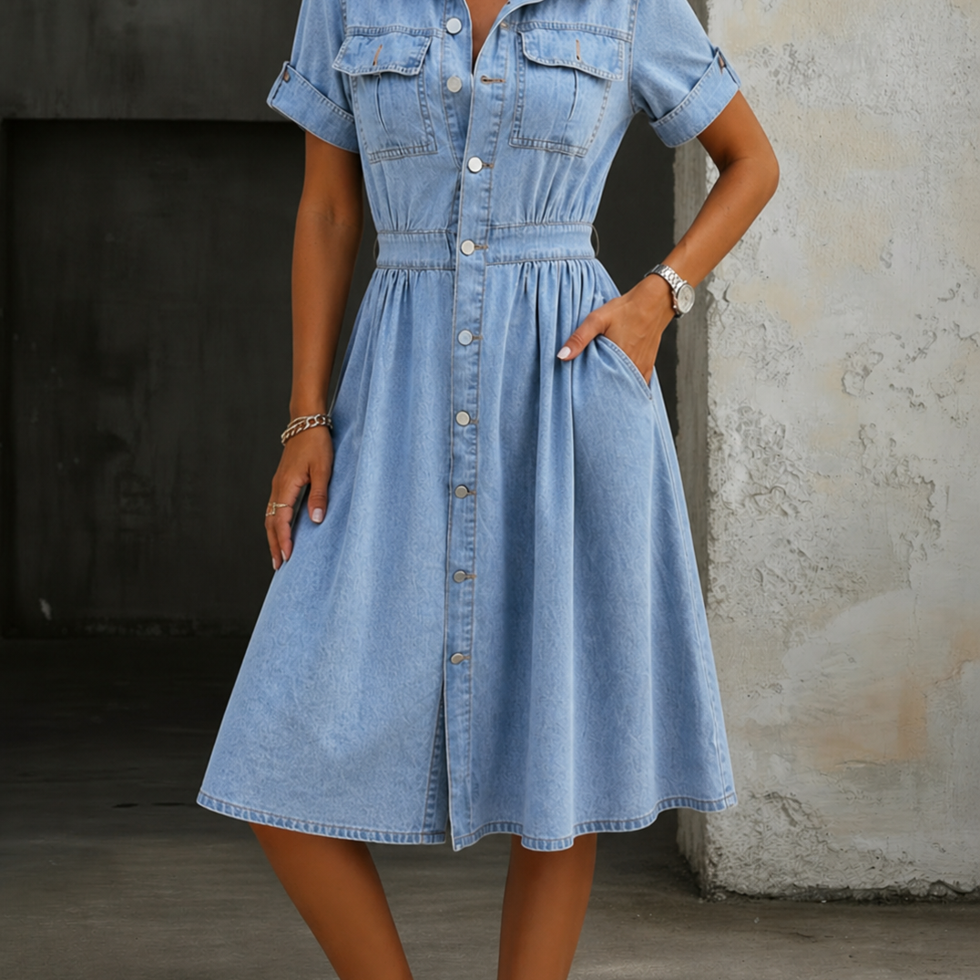 Deborah | Short Sleeve Denim Dress