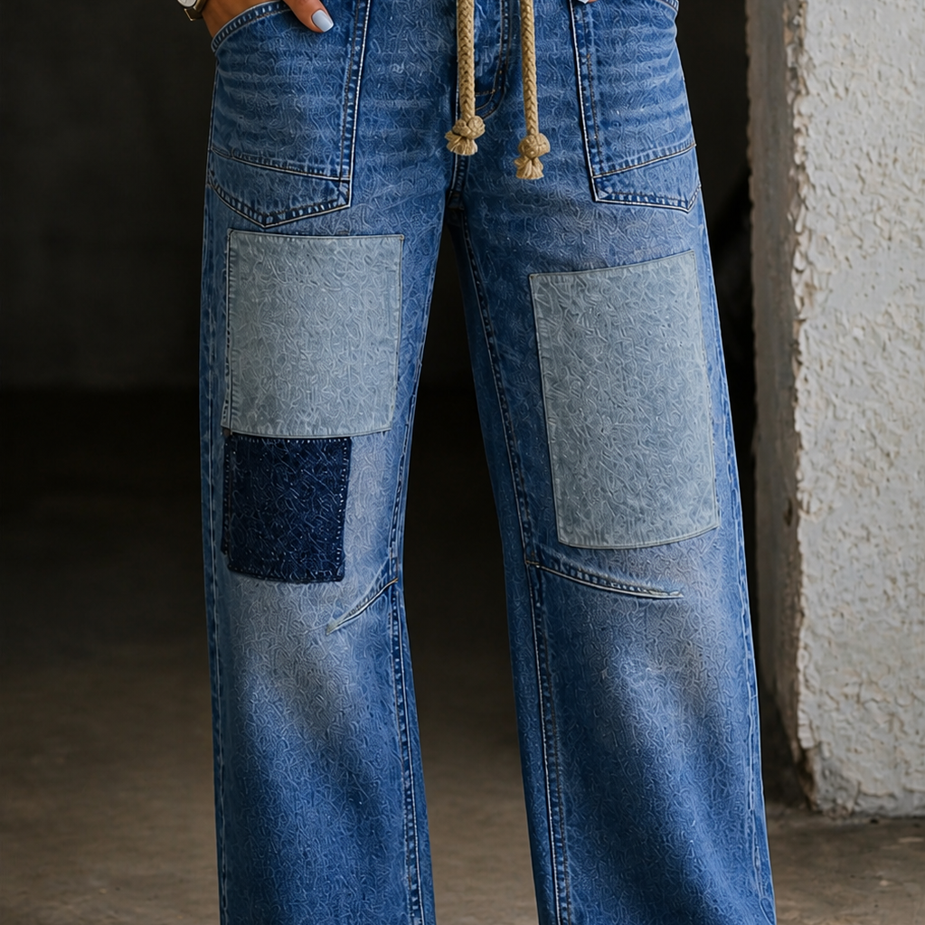 Margaret | Patchwork Drawstring Jeans