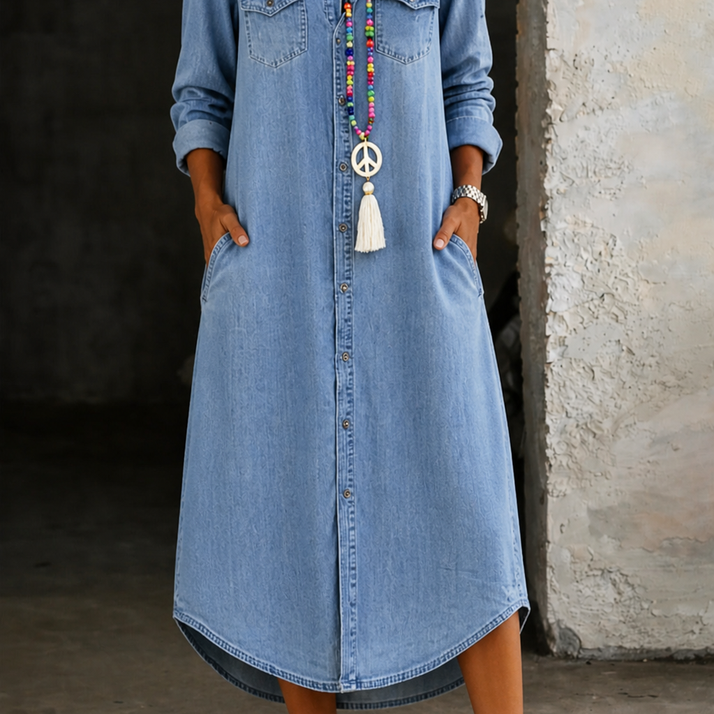 Helen | Casual Elegant Long Denim Shirt Dress