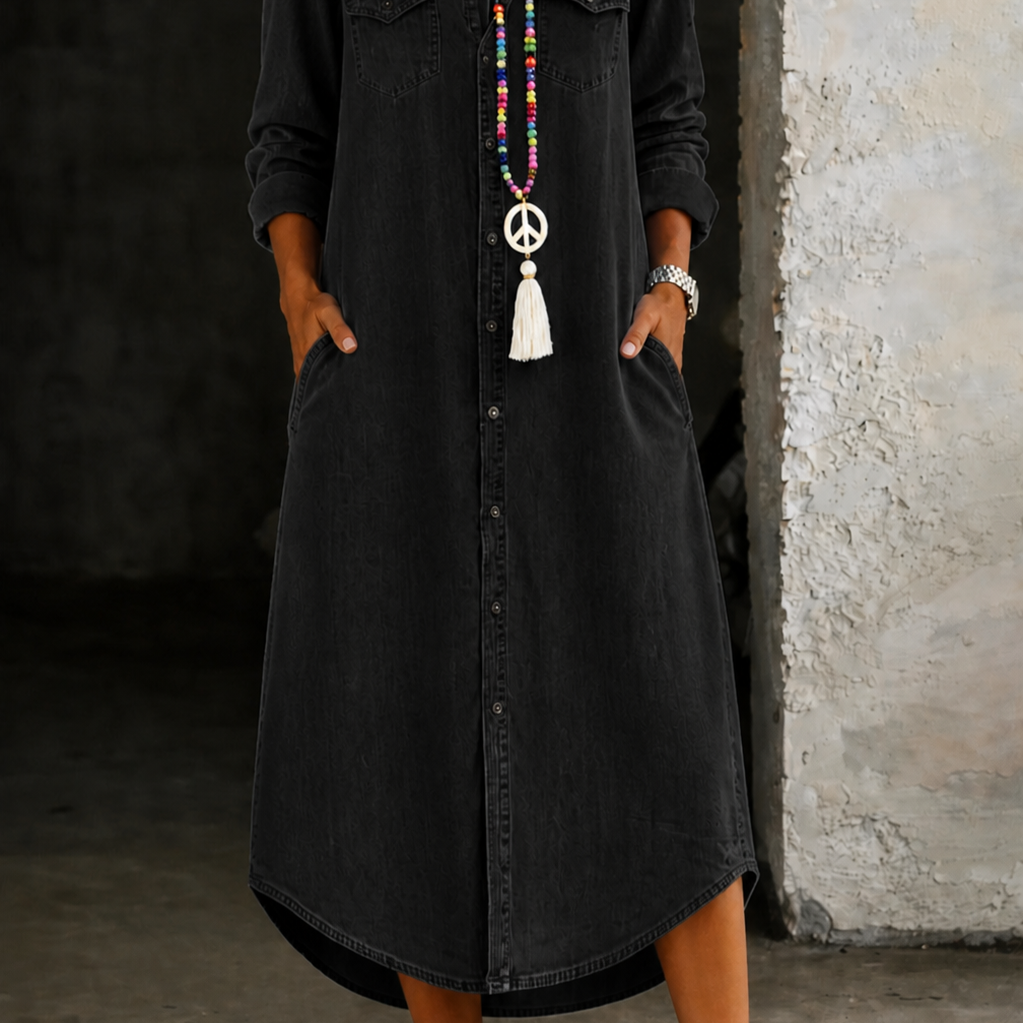 Helen | Casual Elegant Long Denim Shirt Dress