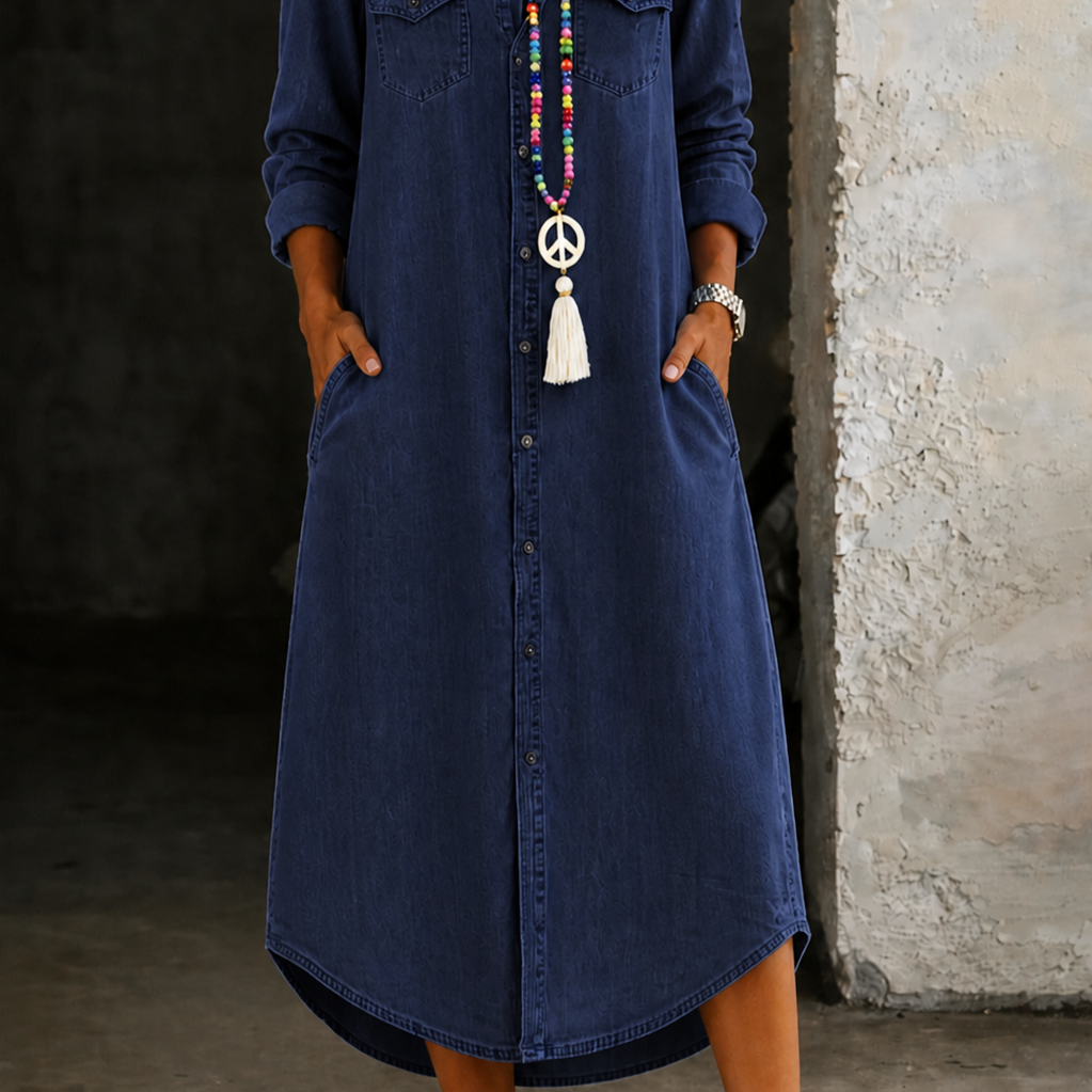 Helen | Casual Elegant Long Denim Shirt Dress