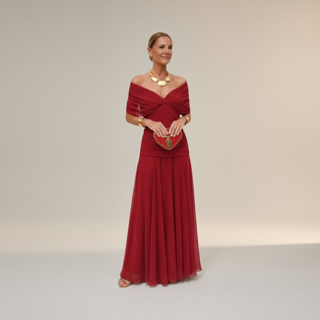 Velora - Long Floral Dress with V-Neck