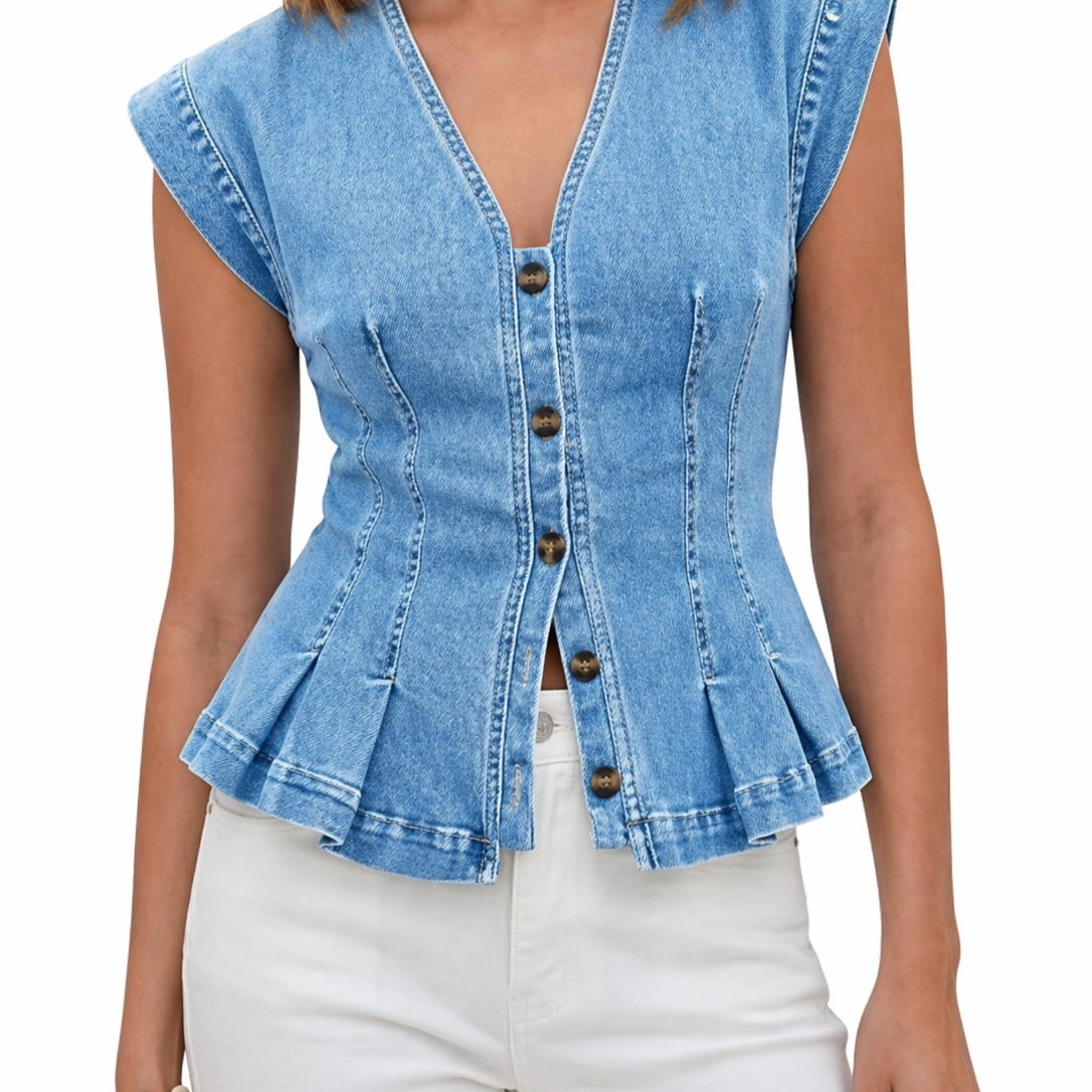 Viera | V-Neck Denim Top