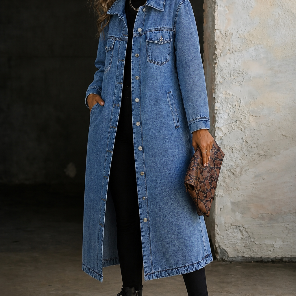 Maya | Stylish Long Denim Jacket