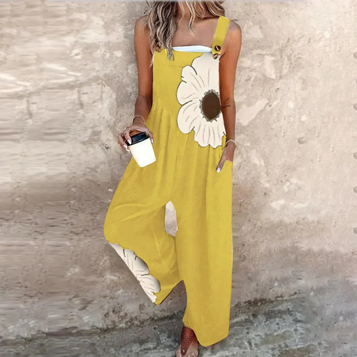 Lucía | Comfortable Floral Print Strap Jumpsuit