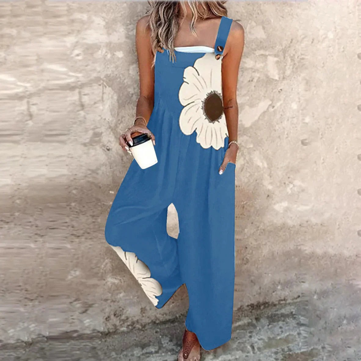 Lucía | Comfortable Floral Print Strap Jumpsuit