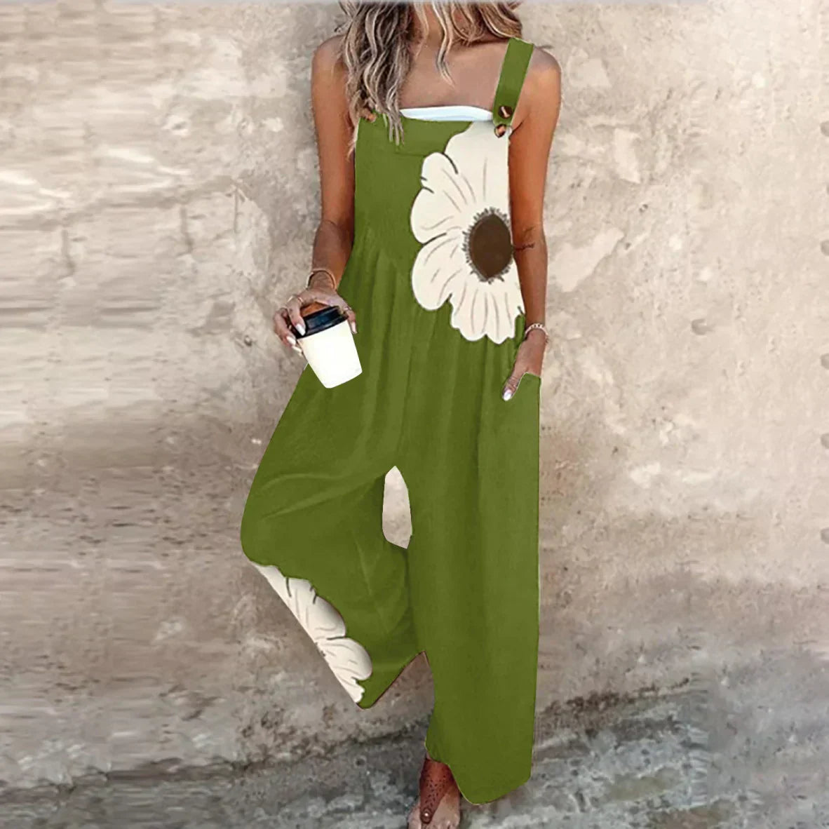 Lucía | Comfortable Floral Print Strap Jumpsuit