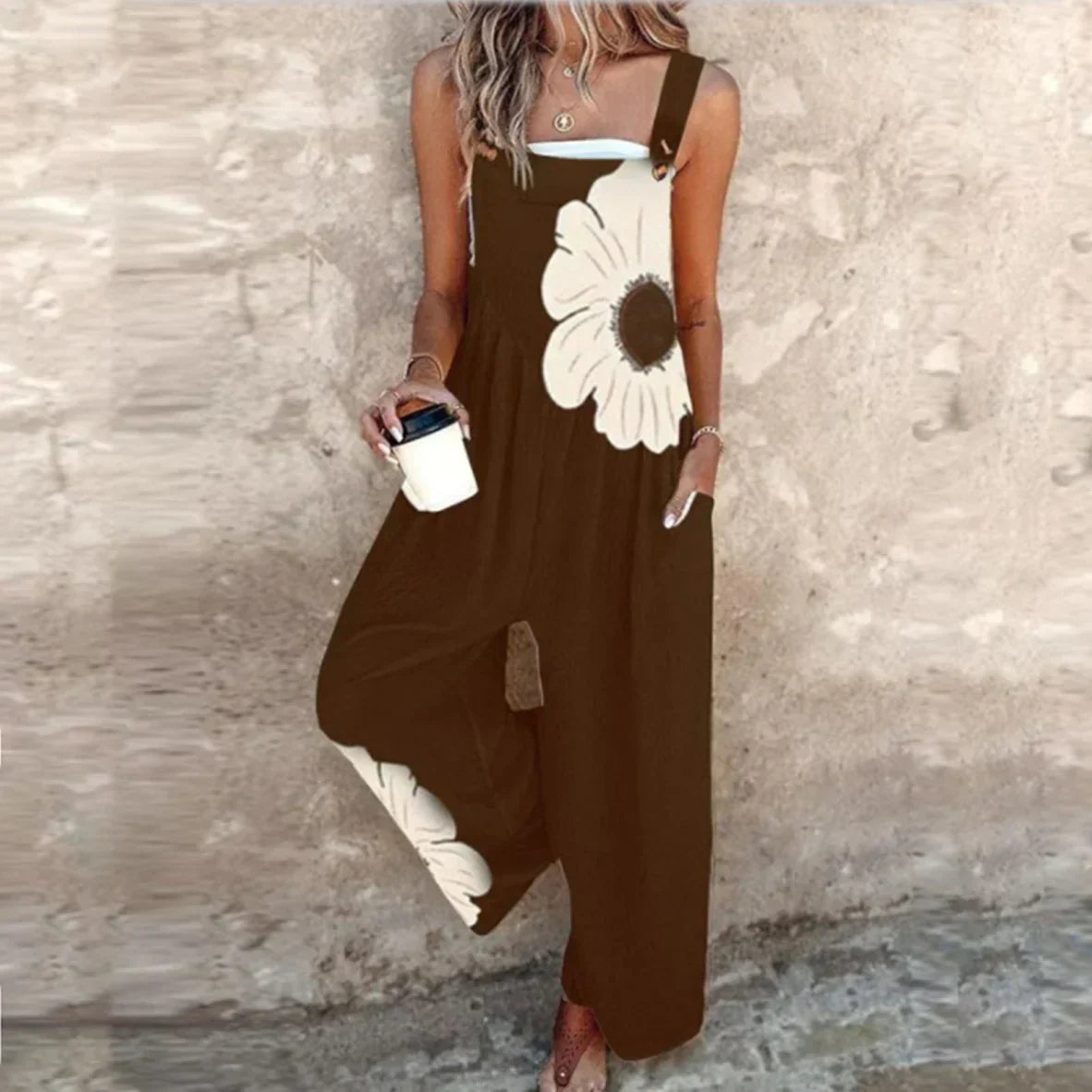 Lucía | Comfortable Floral Print Strap Jumpsuit