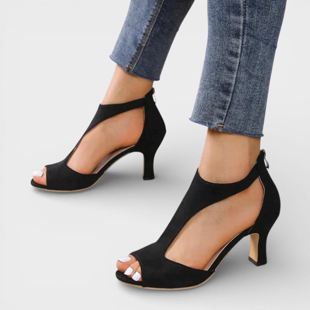 Women's Peep Toe Heeled Sandals