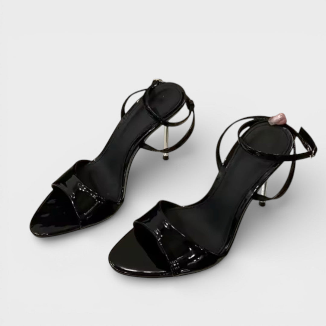 Women's Shiny Ankle Heeled Sandals
