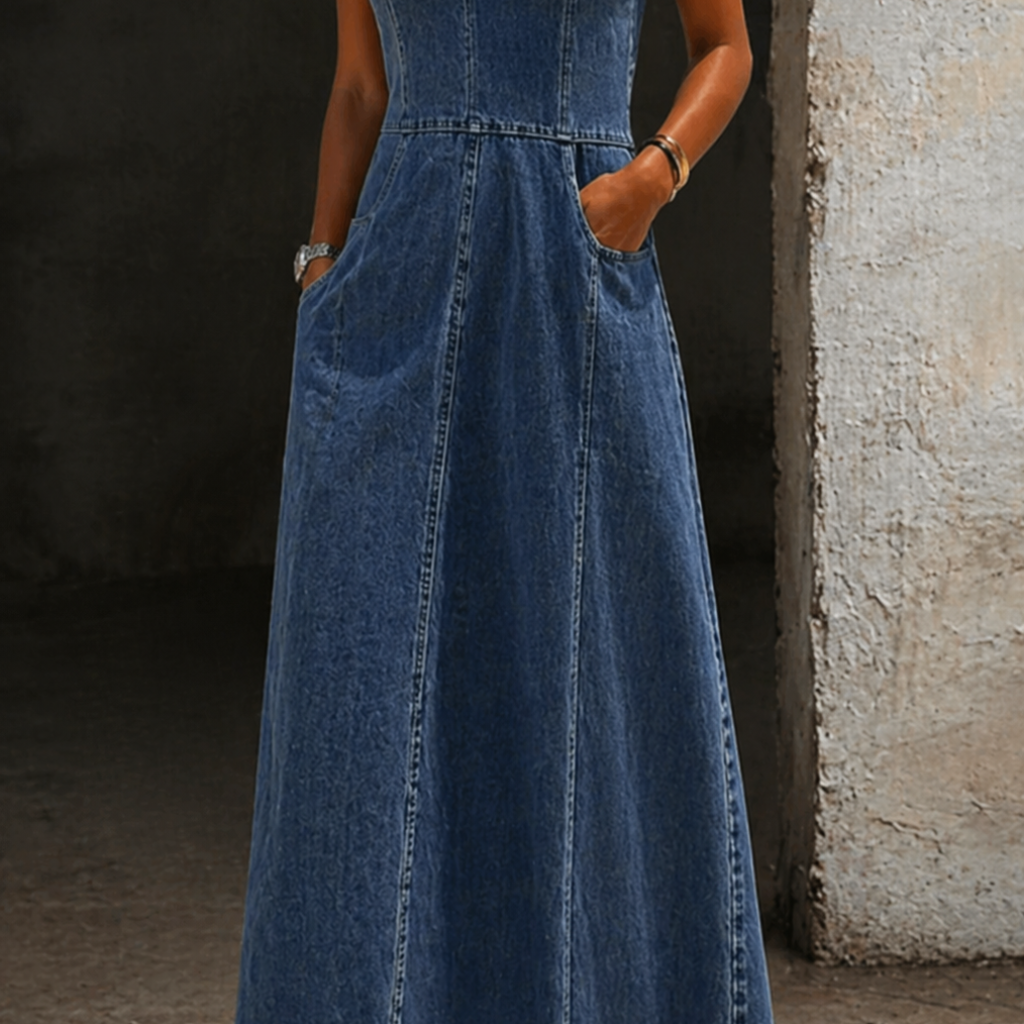 Savannah | Vintage Denim Maxi Dress