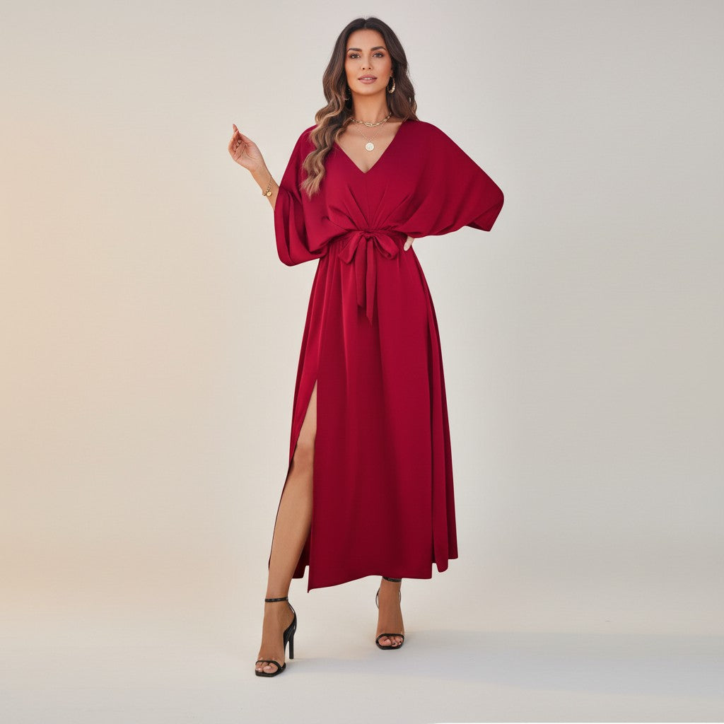 Penélope - Long Evening Dress with V-Neck