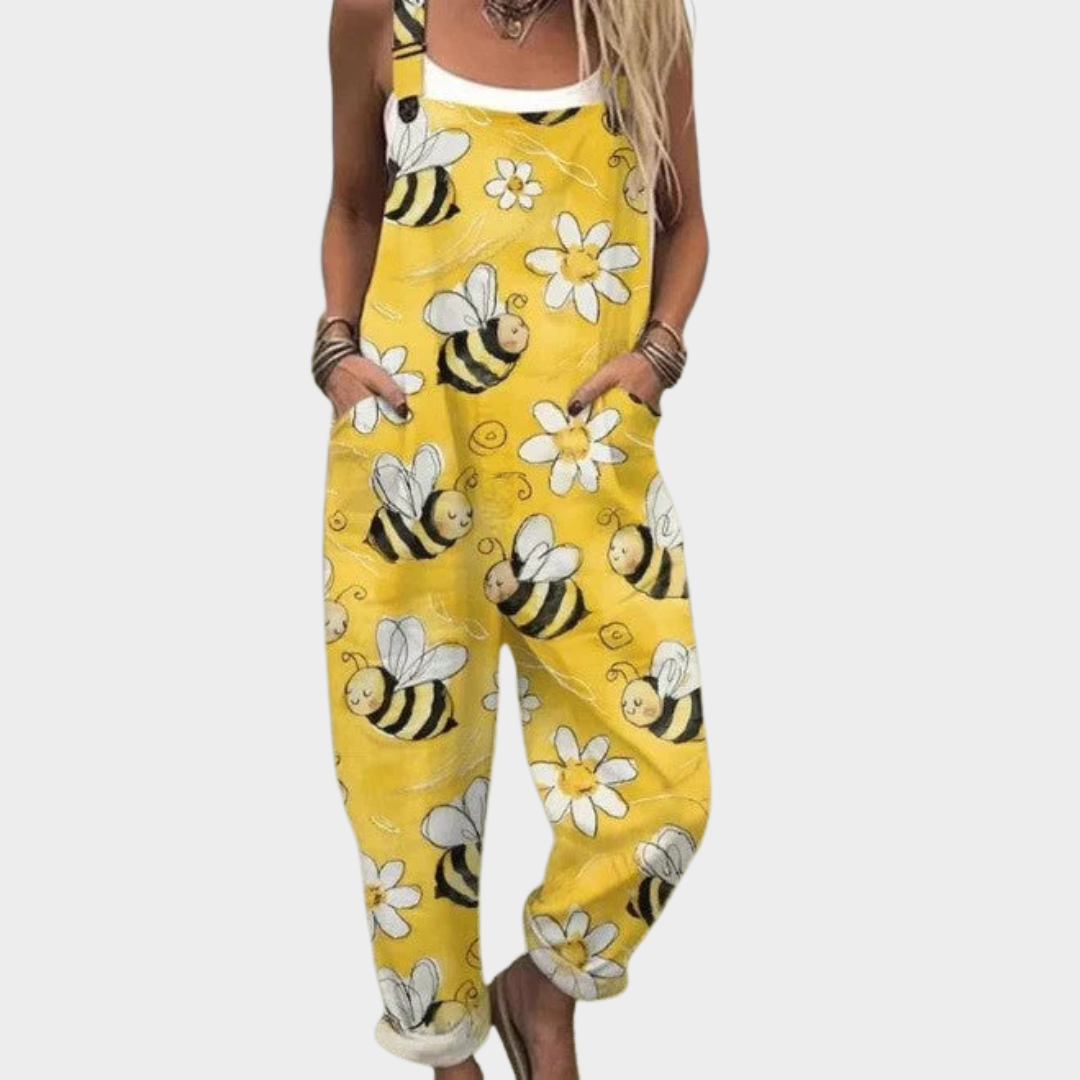 Celia | Comfortable Strappy Printed Jumpsuit with Bees