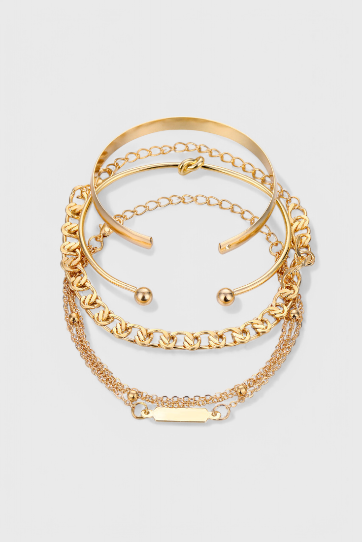 4-Piece Metal Chain Bracelet Set