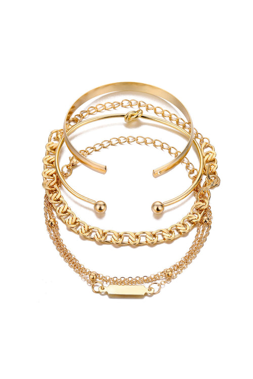 4-Piece Metal Chain Bracelet Set
