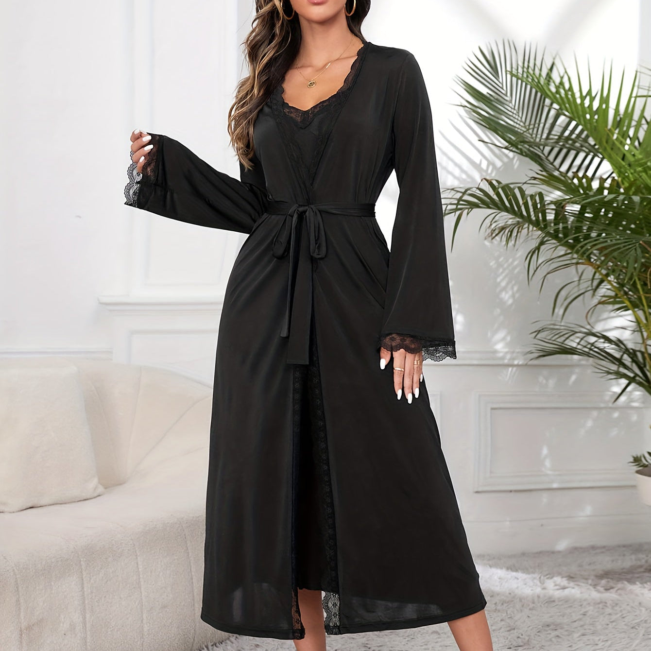 Grace | Women's Elegant Lace Robe Set
