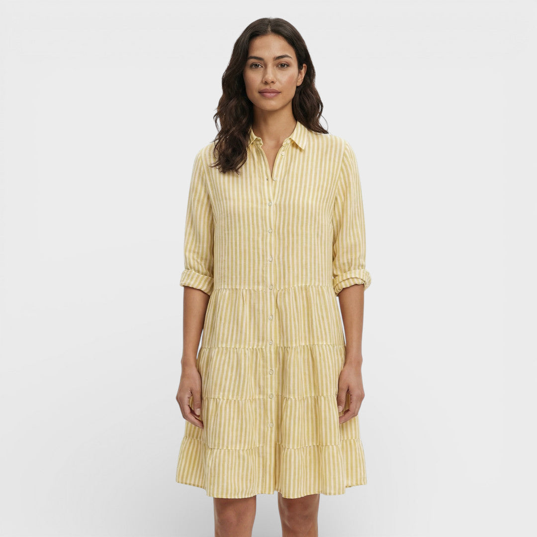 Fluid Striped Midi Dress for Women