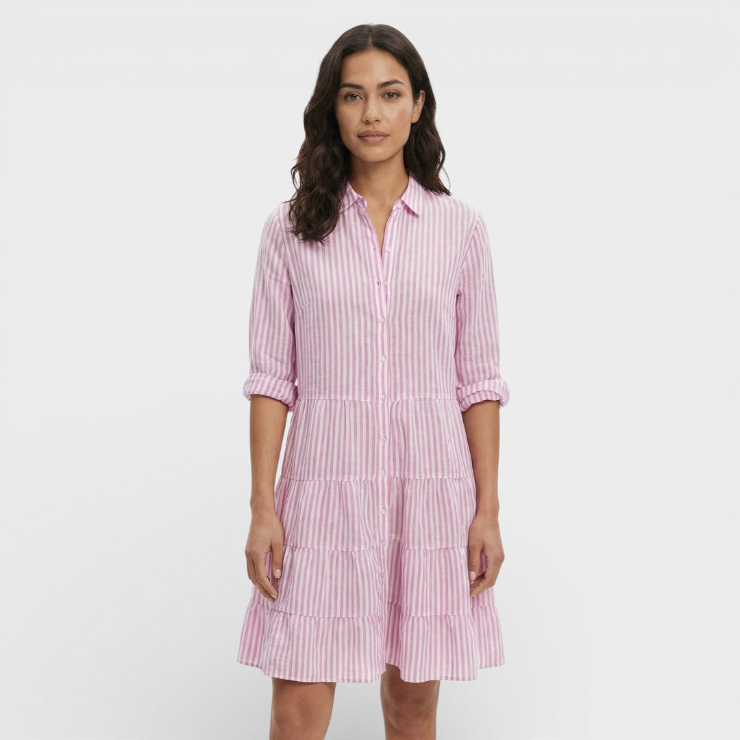 Fluid Striped Midi Dress for Women