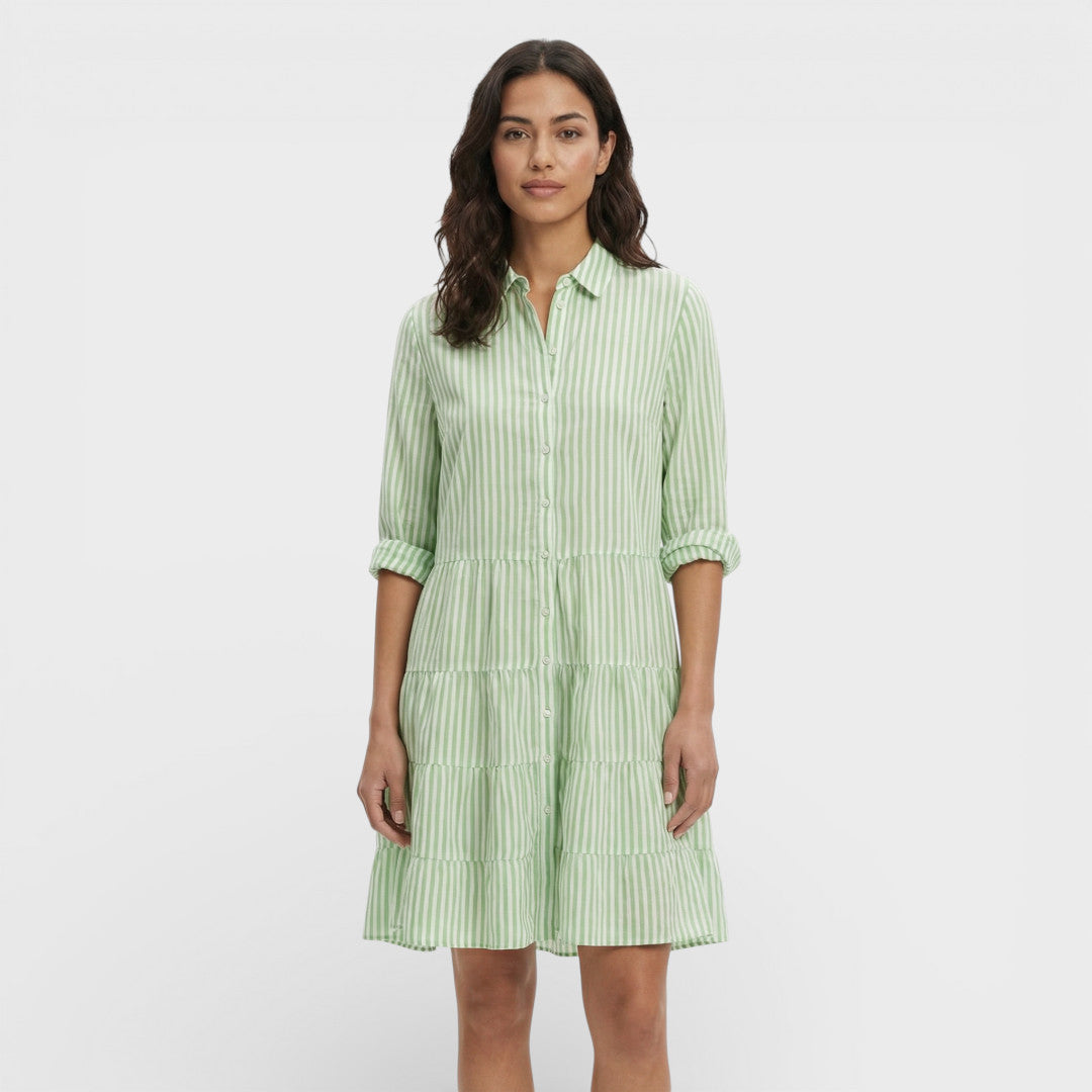 Fluid Striped Midi Dress for Women