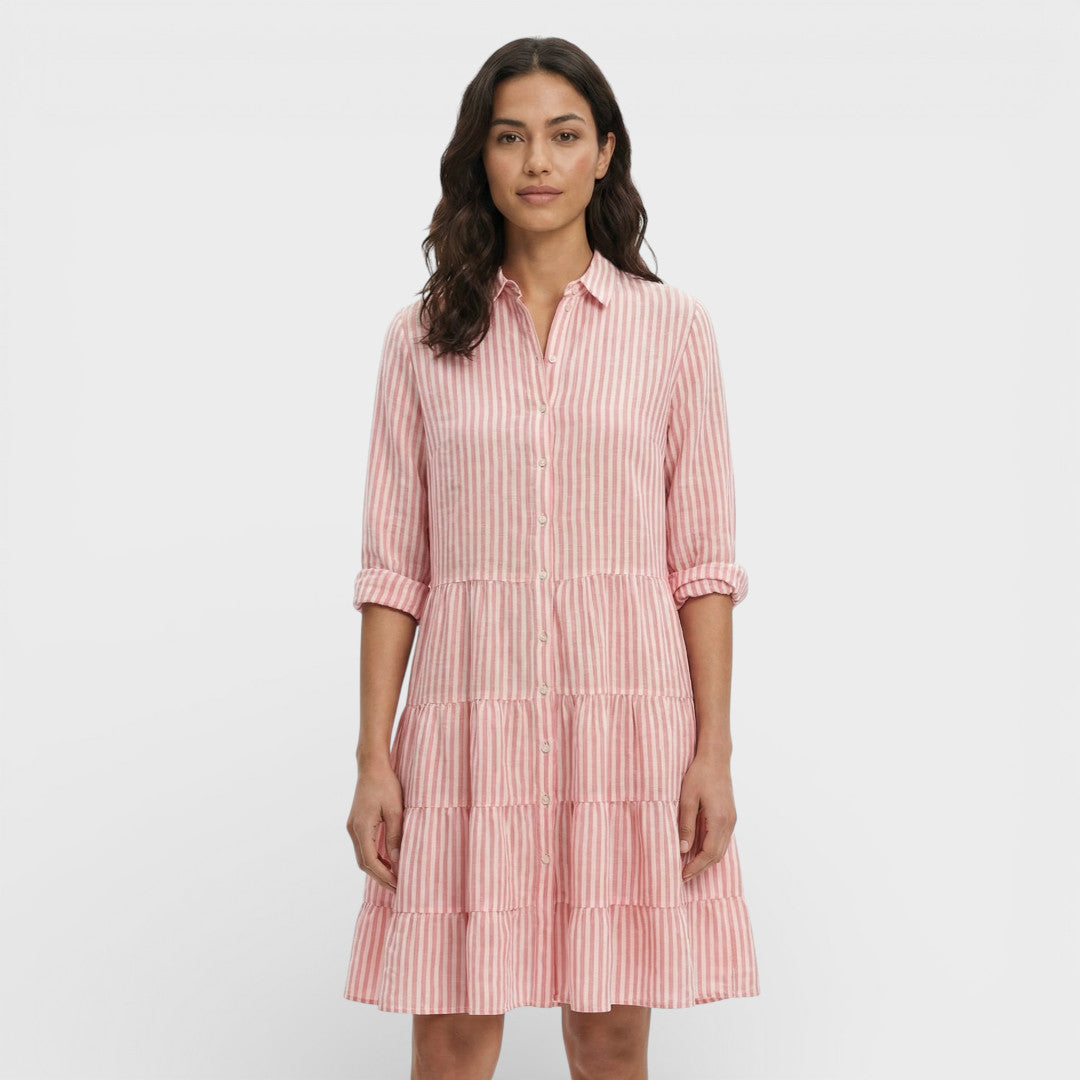 Fluid Striped Midi Dress for Women