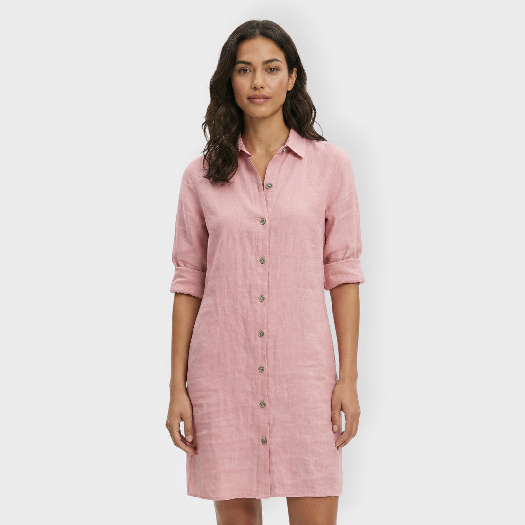 White Button-Up Shirt Dress for Women