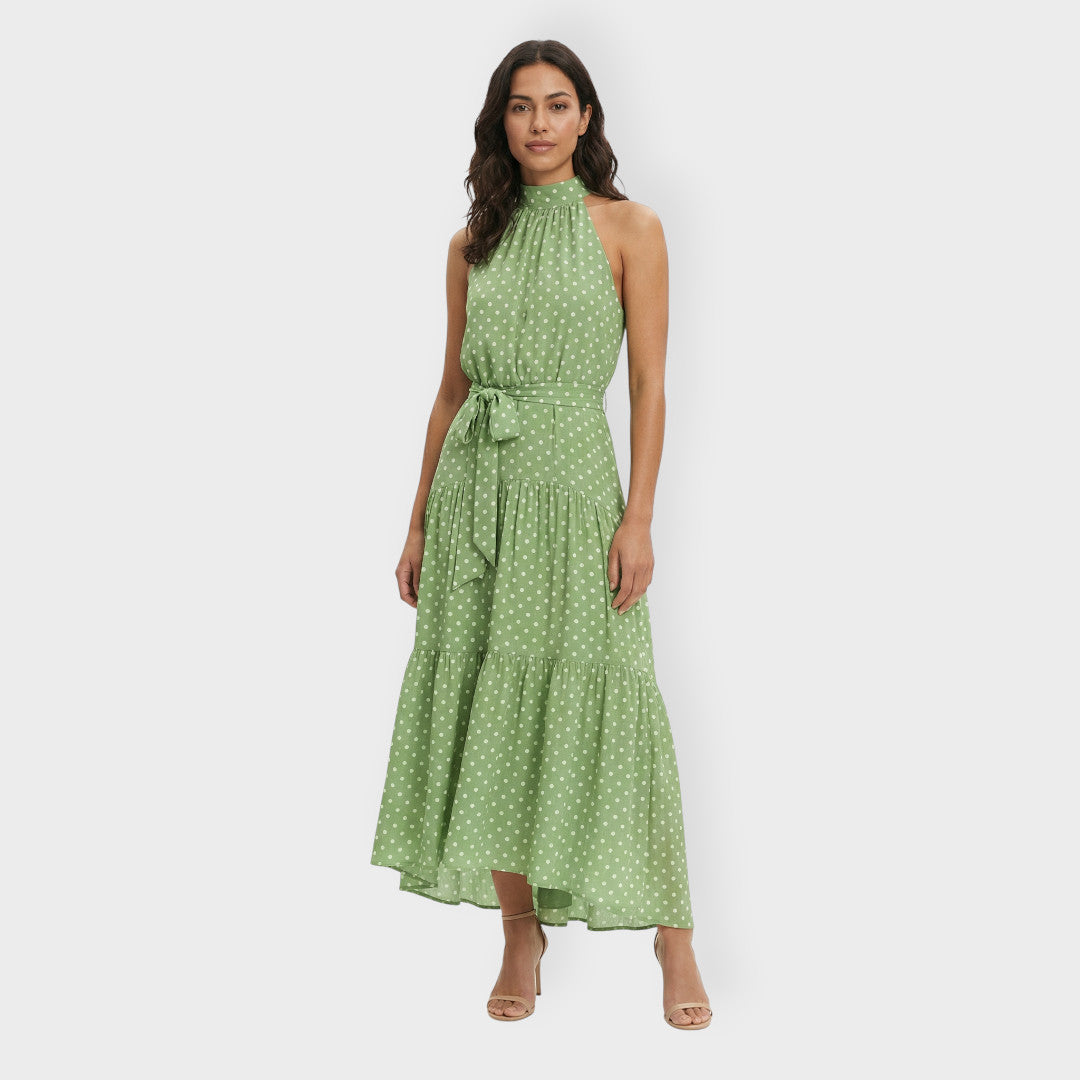 Midi Dress Women Polka Dots Bow