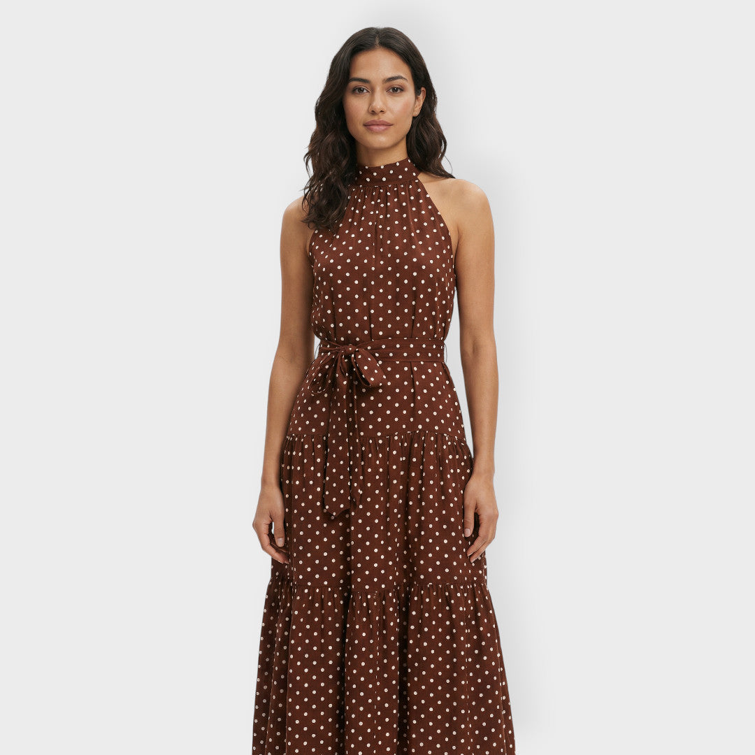 Midi Dress Women Polka Dots Bow