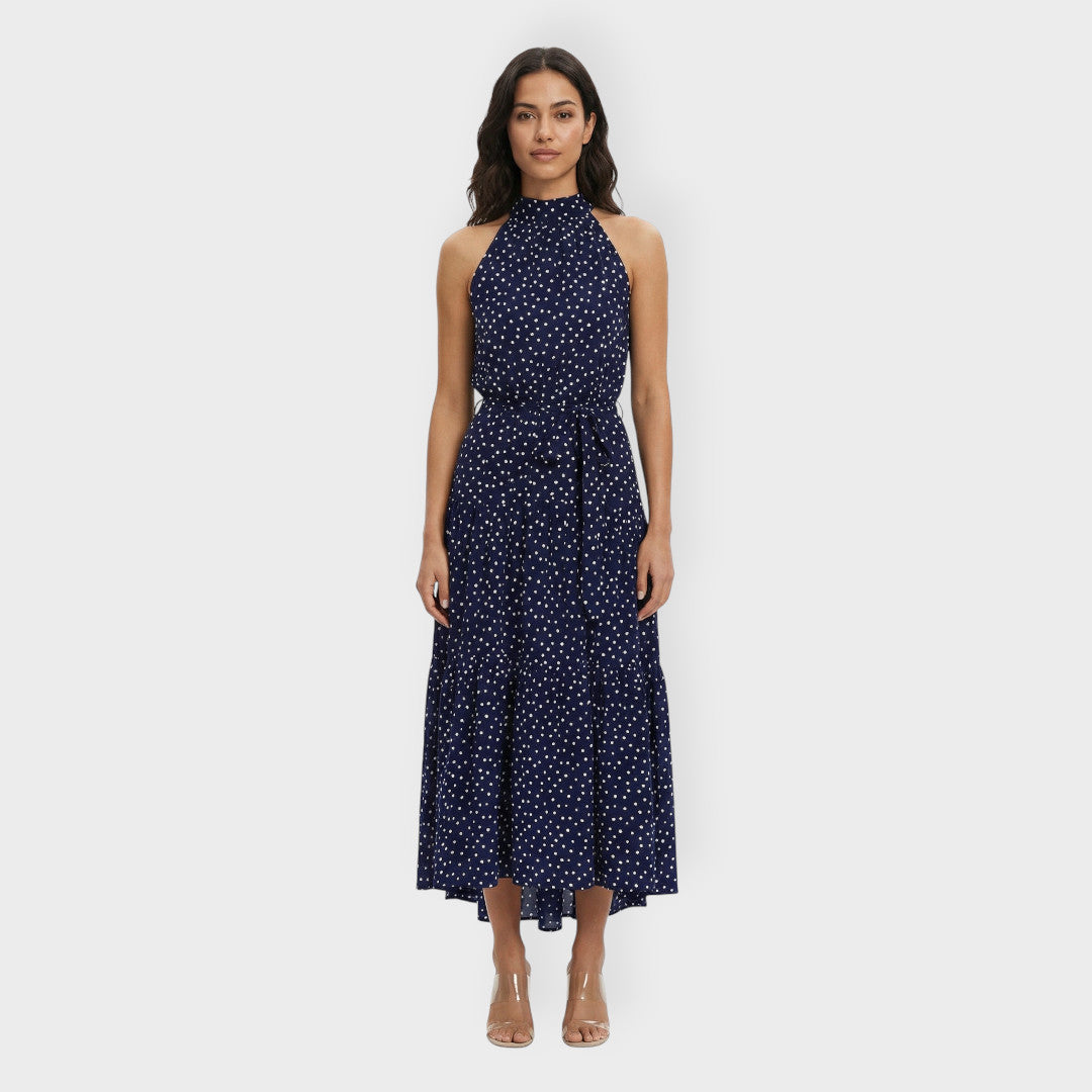 Midi Dress Women Polka Dots Bow