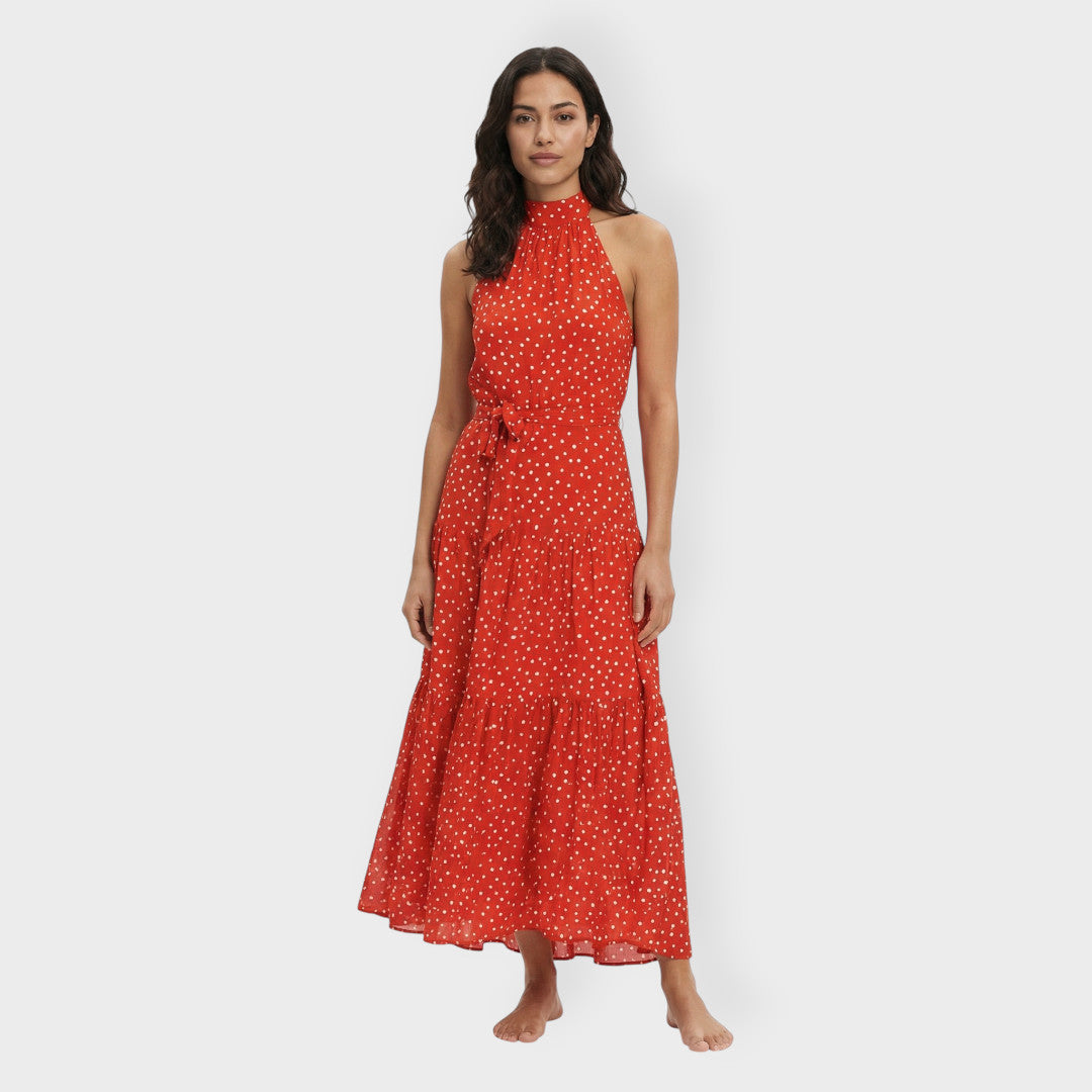 Midi Dress Women Polka Dots Bow
