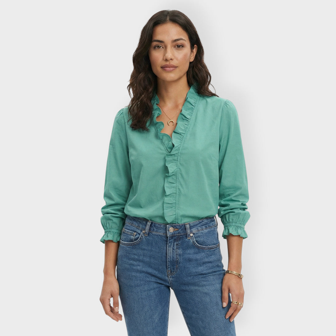 Elegant White Blouse with Ruffles for Women