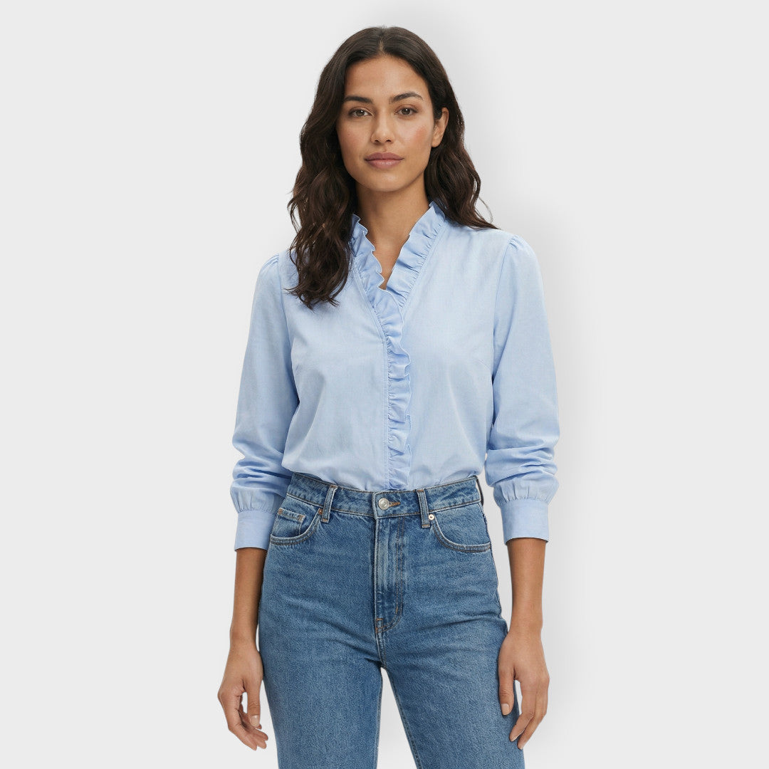Elegant White Blouse with Ruffles for Women