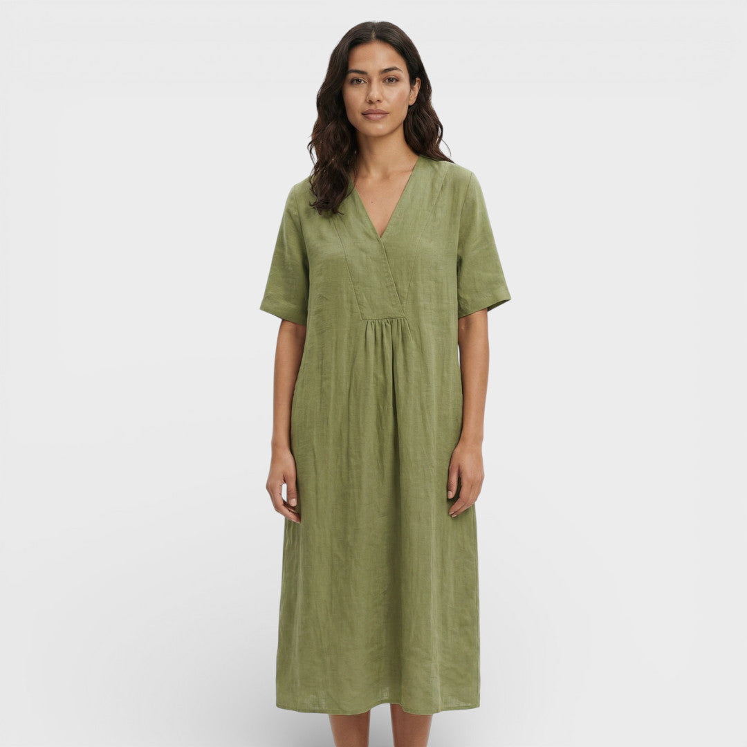 Women's Linen Cotton Midi Dress