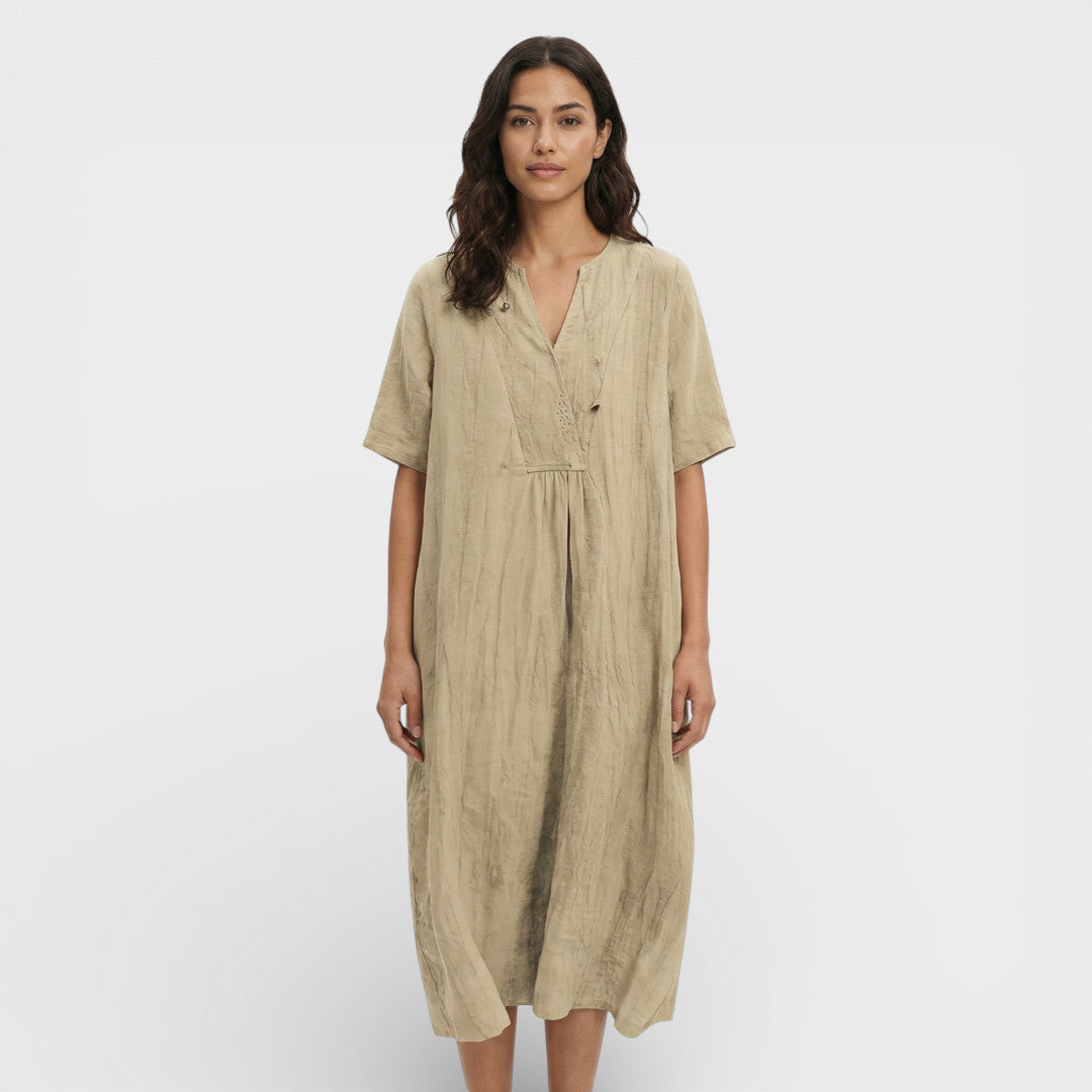 Women's Linen Cotton Midi Dress