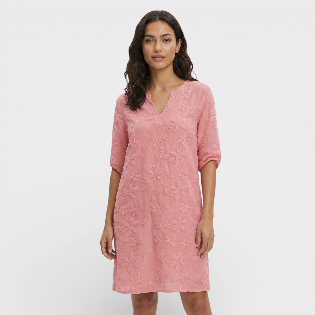 Embroidered Floral Midi Dress for Women