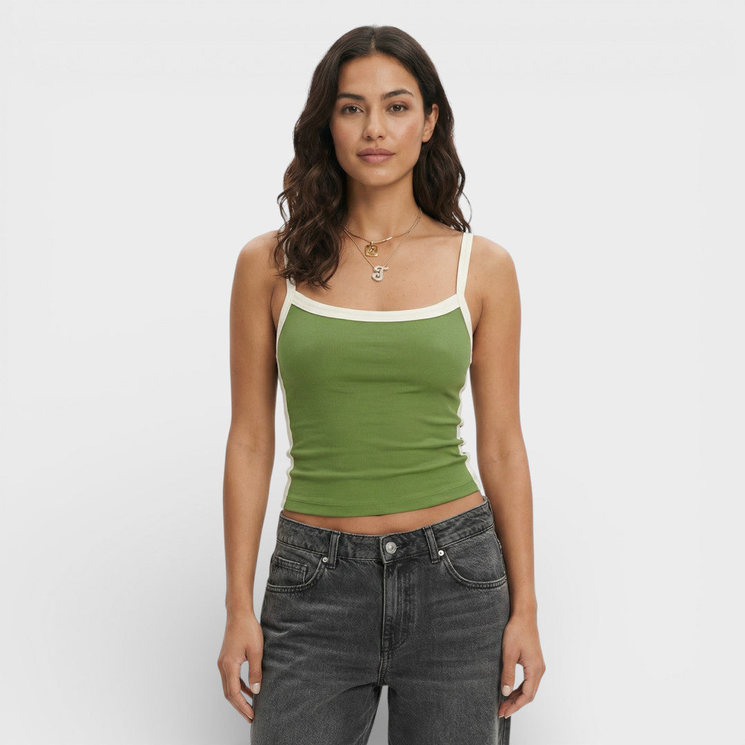 Short Knit Top for Women with Contrast