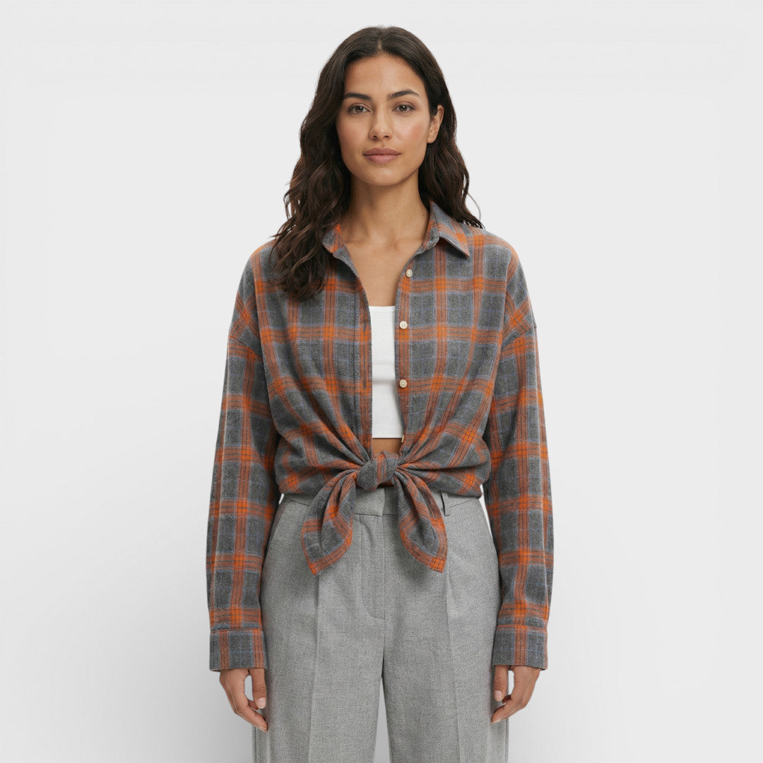 Oversized Vintage Checkered Shirt for Women