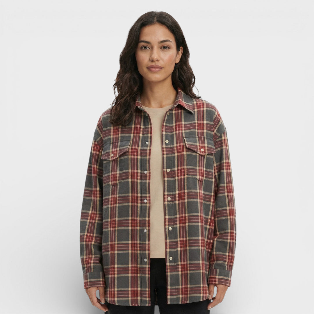 Oversized Vintage Checkered Shirt for Women