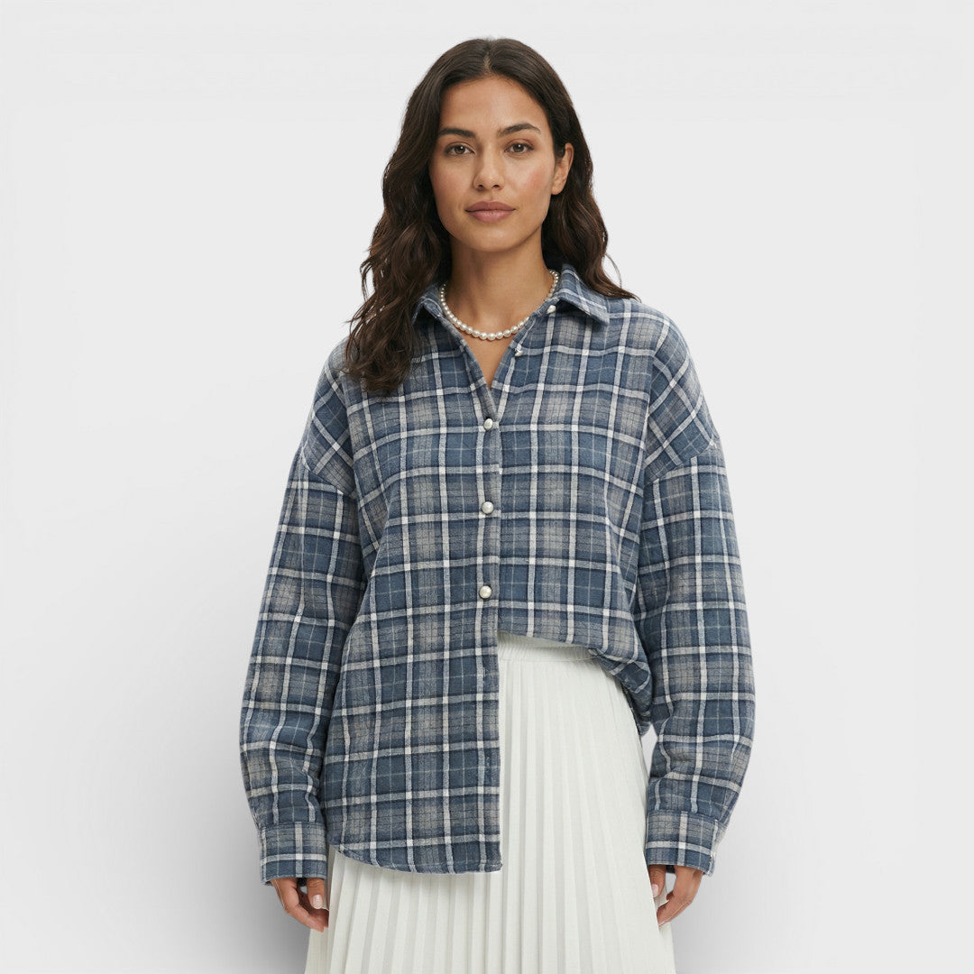 Oversized Vintage Checkered Shirt for Women