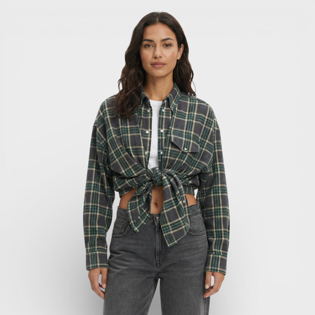Oversized Vintage Checkered Shirt for Women