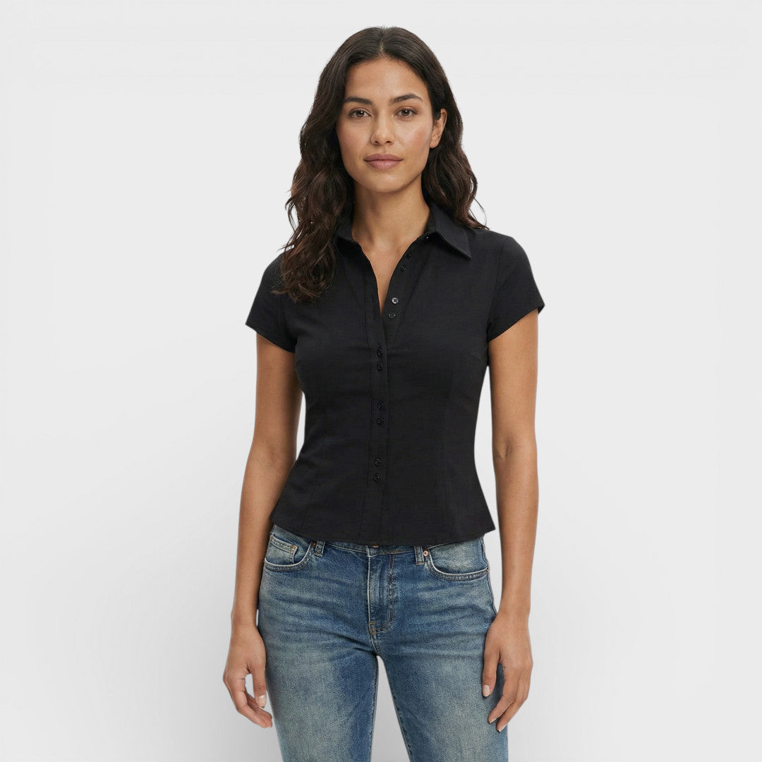 Short Sleeve Checkered Shirt for Women