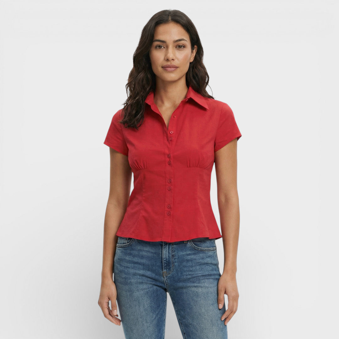 Short Sleeve Checkered Shirt for Women